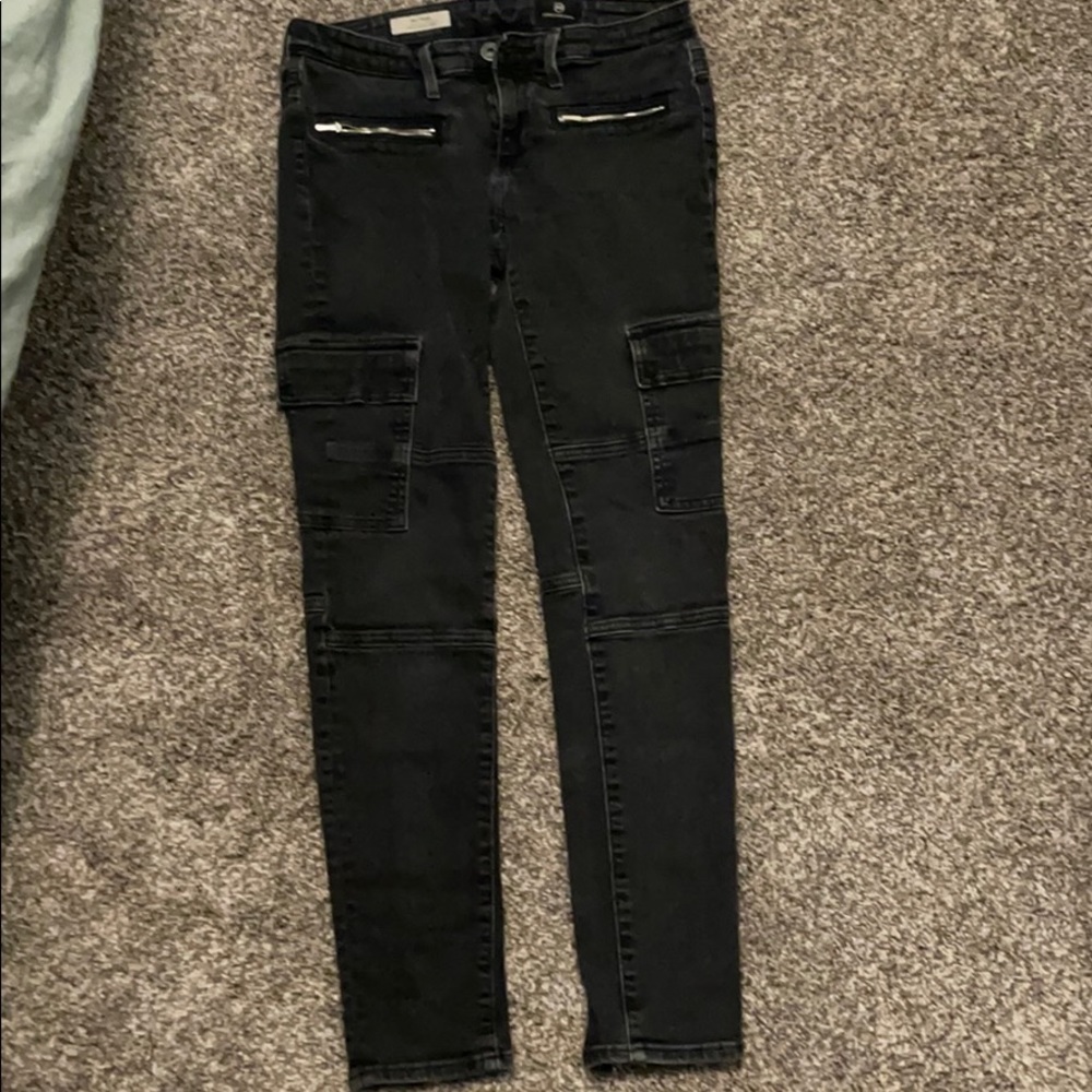 AG stretch skinny ankle jeans with silver hardware